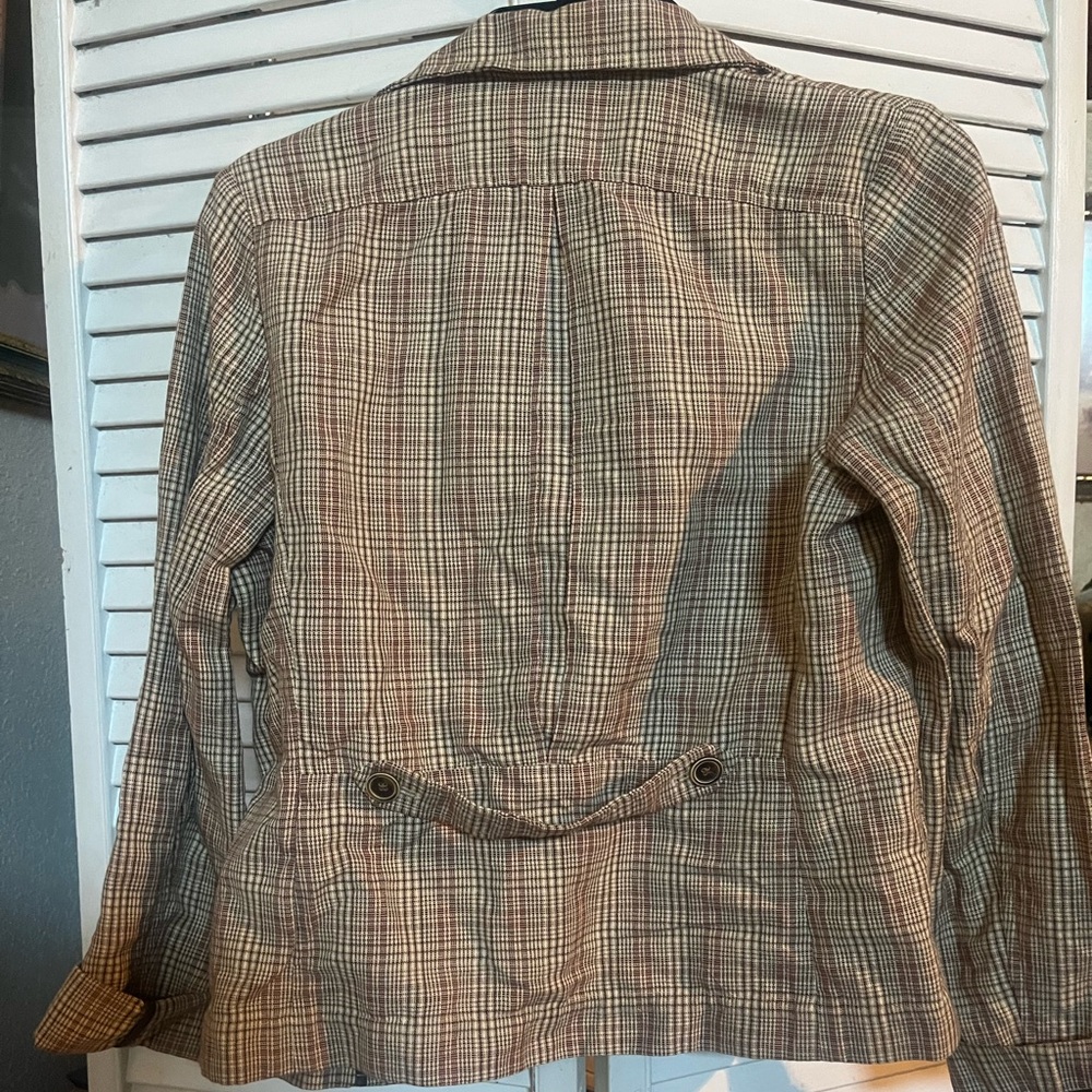 BANANA REPUBLIC Brown Tan Blazer Classic Plaid Suit Jacket- perfect staple - Picture 9 of 11